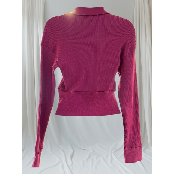 Monrow Magenta Ribbed Sweater Size Small - Picture 3 of 7